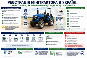 Реєстрація мінітрактора в Україні: чи потрібна, як оформити і що буде якщо ігнорувати фото